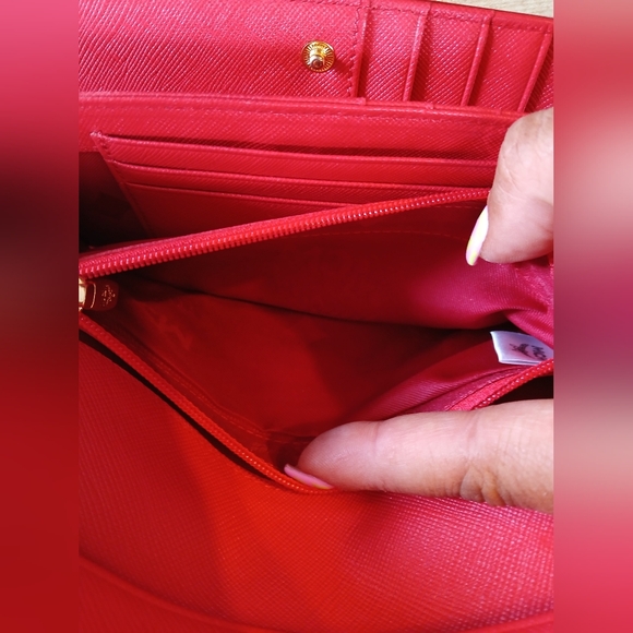 MCM EUC Red Patent Leather Wallet W/Gold Stud Detailing - Picture 12 of 12
